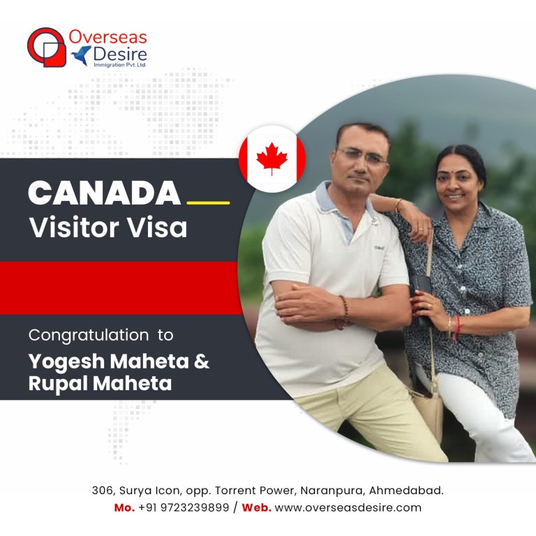 Yogesh Maheta and Rupal Maheta Canada Visitor Visa success